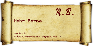 Mahr Barna névjegykártya